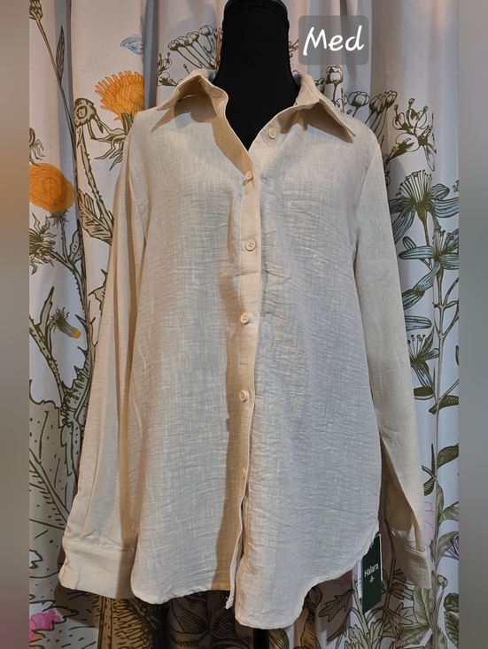 HALARA Tops - Halara Button Up Linen Like Shirt/Cover Up